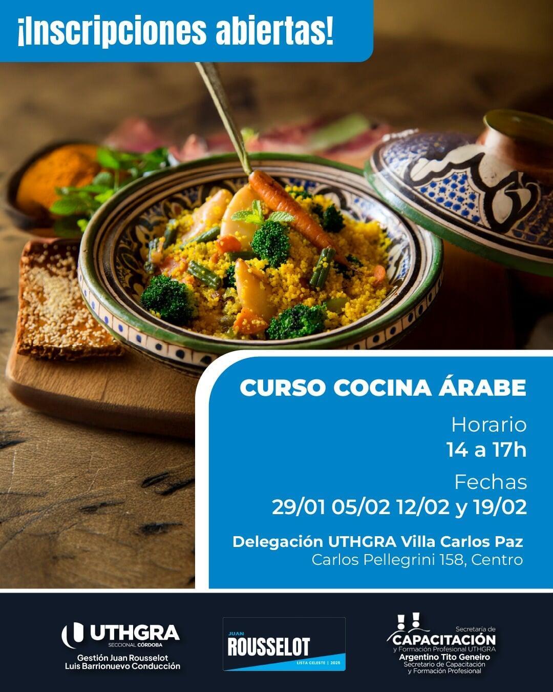 Nuevo Curso de Cocina Árabe en Villa Carlos Paz